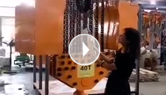 辰力集團(tuán)40噸電動葫蘆，美女親自現(xiàn)場測試中